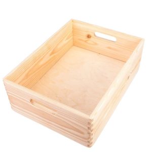 Duża Skrzynia drewniana z uchwytami - na prezent, zabawki lub narzędzia