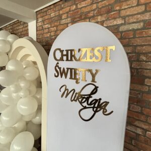 Złoty napis na ściankę błyszczący tekturowy DOWOLNA TREŚĆ