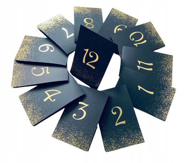 NUMERKI na stół stoły wesele ślub drukowane złote złocone komplet 12 szt