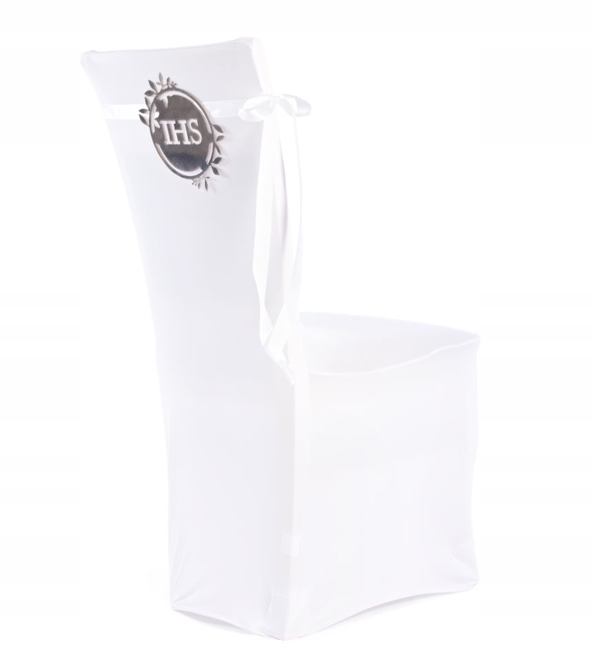 Pokrowiec na krzesło komunijne komunijny SREBRNY