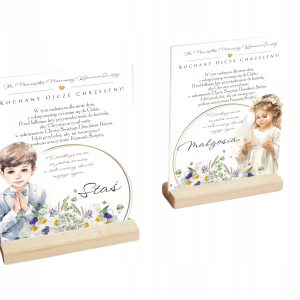 Statuetka Komunia prezent PLEXI dla Chrzestnych Gości PamiątkaPodziękowanie