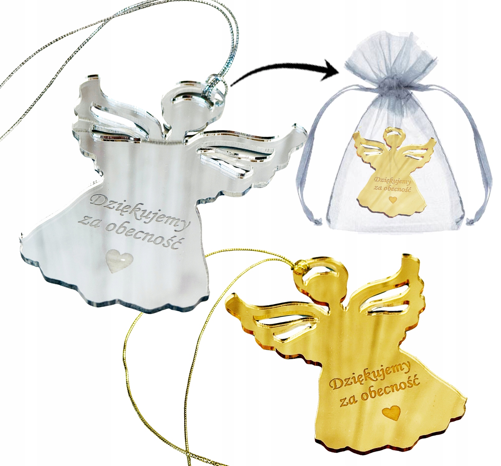 PODZIĘKOWANIE UPOMINEK dla Gości KOMUNIA Święta ZAWIESZKA błyszczący ANIOŁ