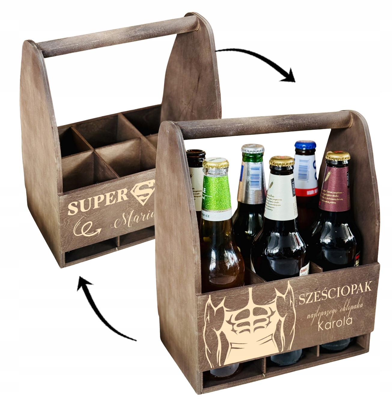 SKRZYNKA NA PIWO nosidło z grawerem UPOMINEK PREZENT na DZIEŃ CHŁOPAKA