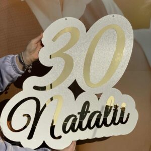 Napis na ściankę urodzinową złoty srebrny lustrzany z plexi pleksi dekoracja urodzinowa