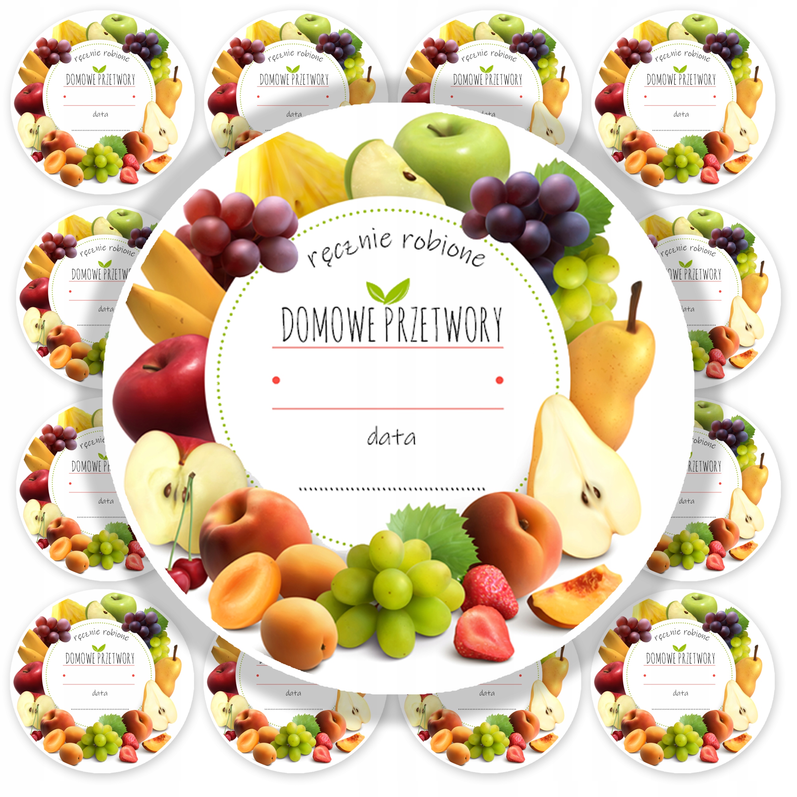 ETYKIETY NA SŁOIKI NAKLEJKI PRZETWORY DŻEM 50szt