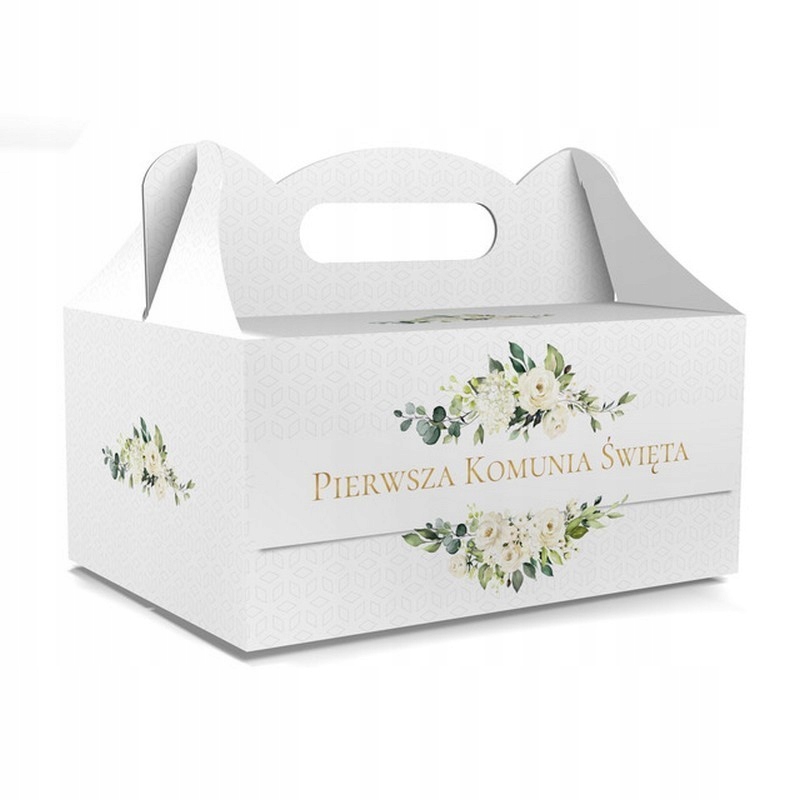 PUDEŁKA na ciasto komunijne z rączką Pierwsza Komunia Majowe Kwiaty 10szt