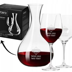 KOMPLET do wina KIELISZKI I KARAFKA GRAWER REKLAMOWY z TWOIM własnym LOGO