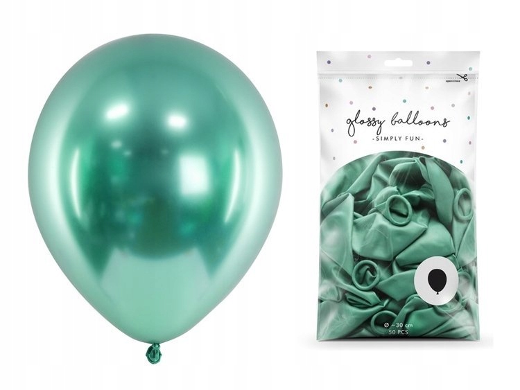 Balony na Urodziny chromowane zielone glossy 50szt
