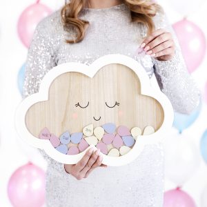 Drewniana księga Gości do wrzucania w kształcie chmurki