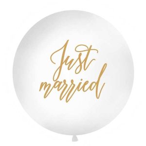 Balony metrowe Just Married złoty 100cm mega do SESJI lub DEKORACJI