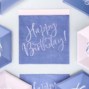Niebieskie Serwetki URODZINOWE happy birthday chusteczki