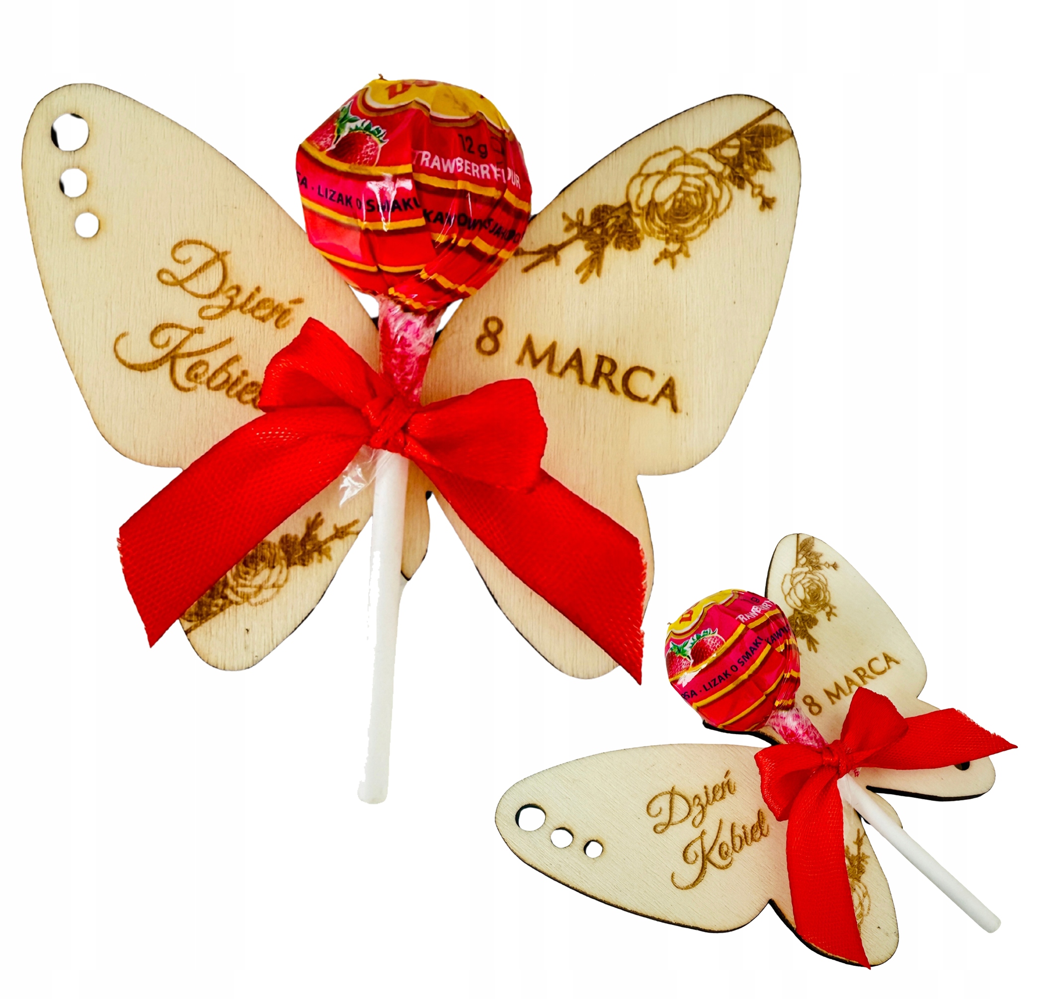 Prezent UPOMINEK na Dzień Kobiet MOTYL z lizakiem do przedszkola szkoły eko