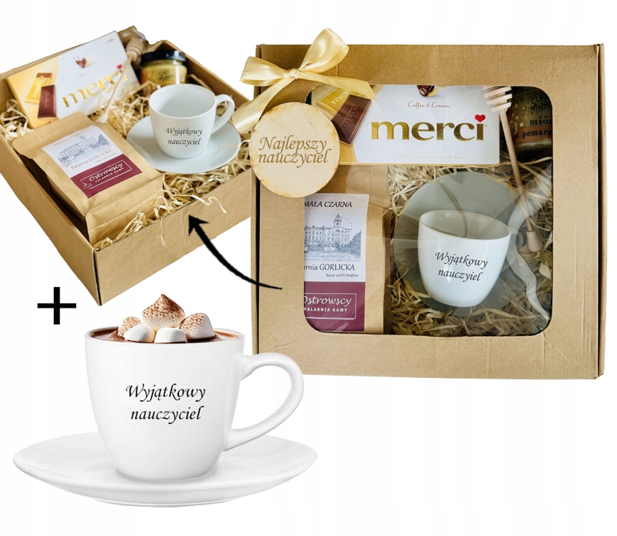 ZESTAW w pudełku PREZENT z okazji na DZIEŃ NAUCZYCIELA z białą FILIŻANKĄ