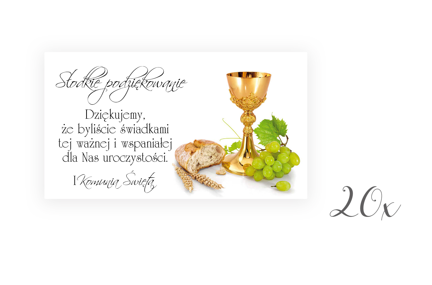 Etykiety naklejki na ciasto podziękowanie KOMUNIA