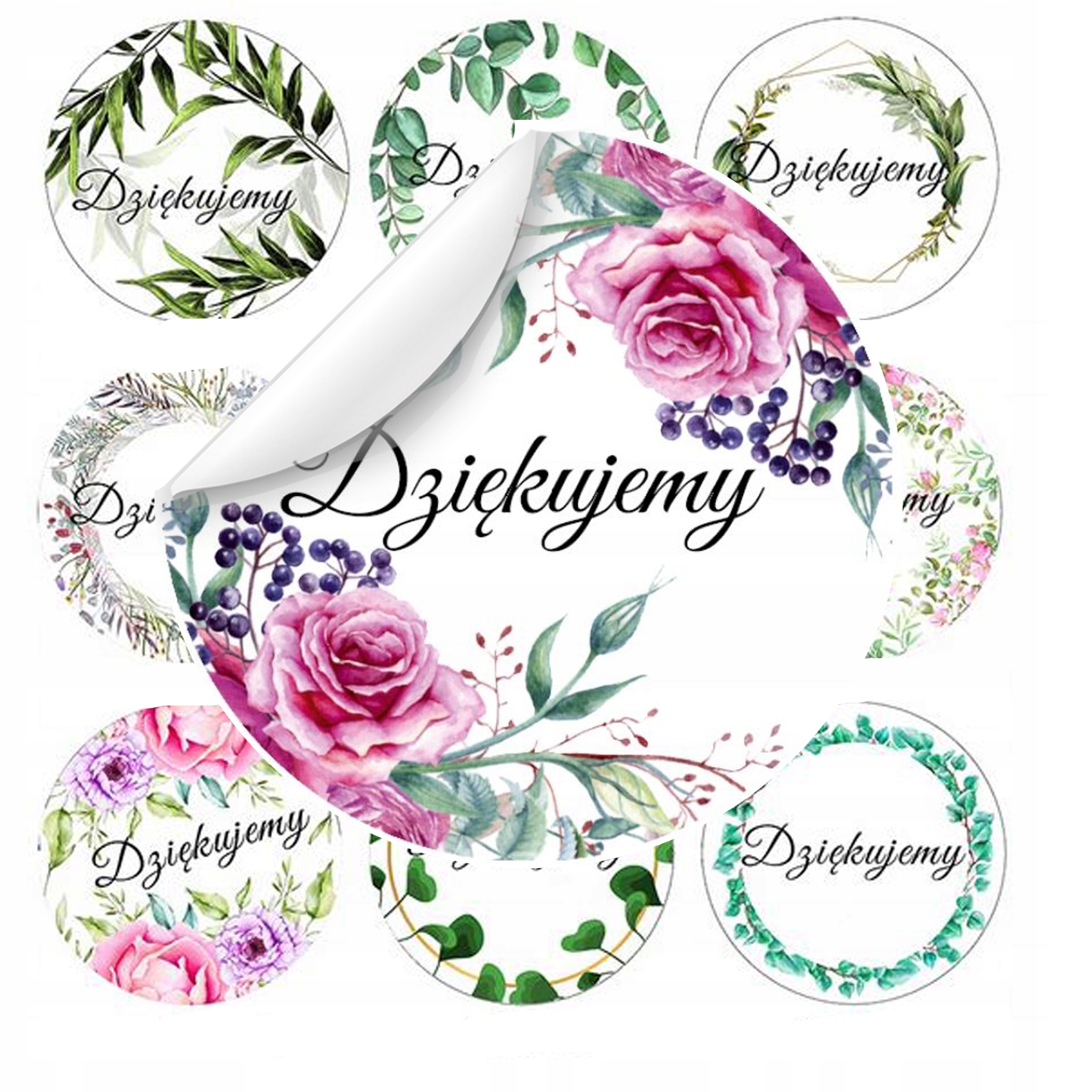 Naklejki DZIĘKUJEMY na paczki wesele ślub Komunia Chrzest 20szt