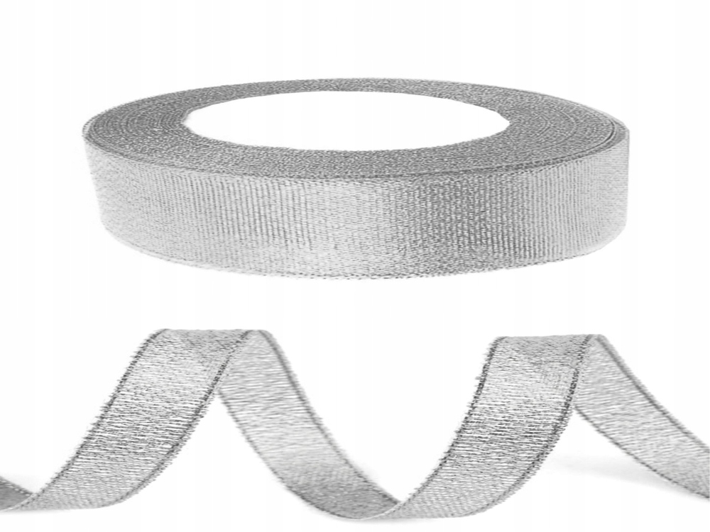 Taśma WSTĄŻKA brokatowa, tasiemki 22 m x 1,2 cm srebrny