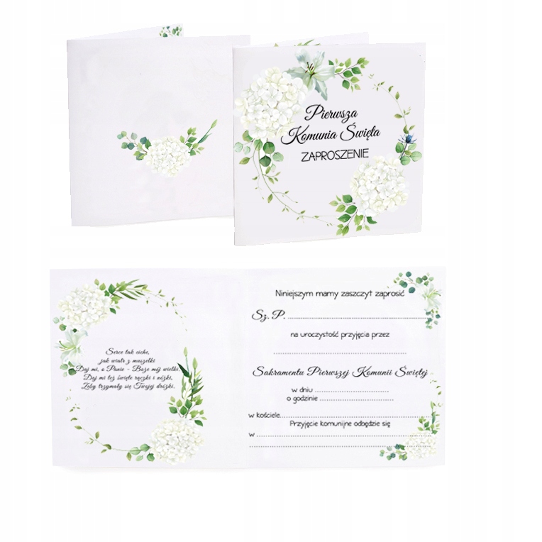 ZAPROSZENIE zaproszenia na Komunię KOMUNIJNE 5szt