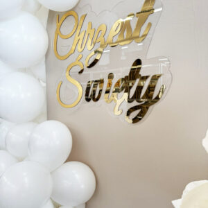 Napis Chrzest Święty na ściankę z plexi pleksi lustrzany złoty lub srebrny