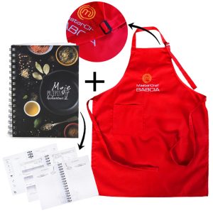 PREZENT UPOMINEK na DZIEŃ BABCI fartuch czerwony PREMIUM Z PRZEPIŚNIKIEM