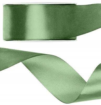Taśma satynowa 25 m x 3,8 cm zielony SZAŁWIOWY