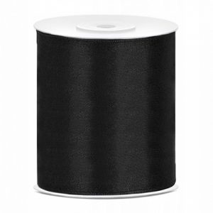 Tasiemka taśma wstążka satynowa CZARNA 10cm25m