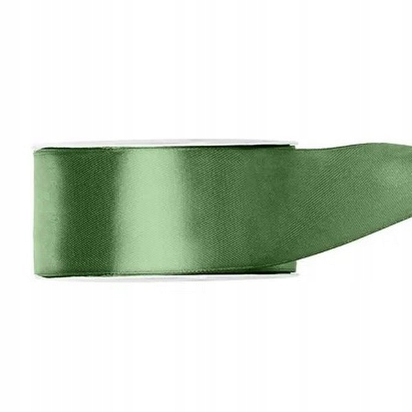 Taśma satynowa 25 m x 2,5 cm zielony SZAŁWIOWY