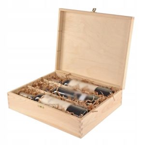 Skrzynka skrzynia drewniana na wino potrójna zamyk