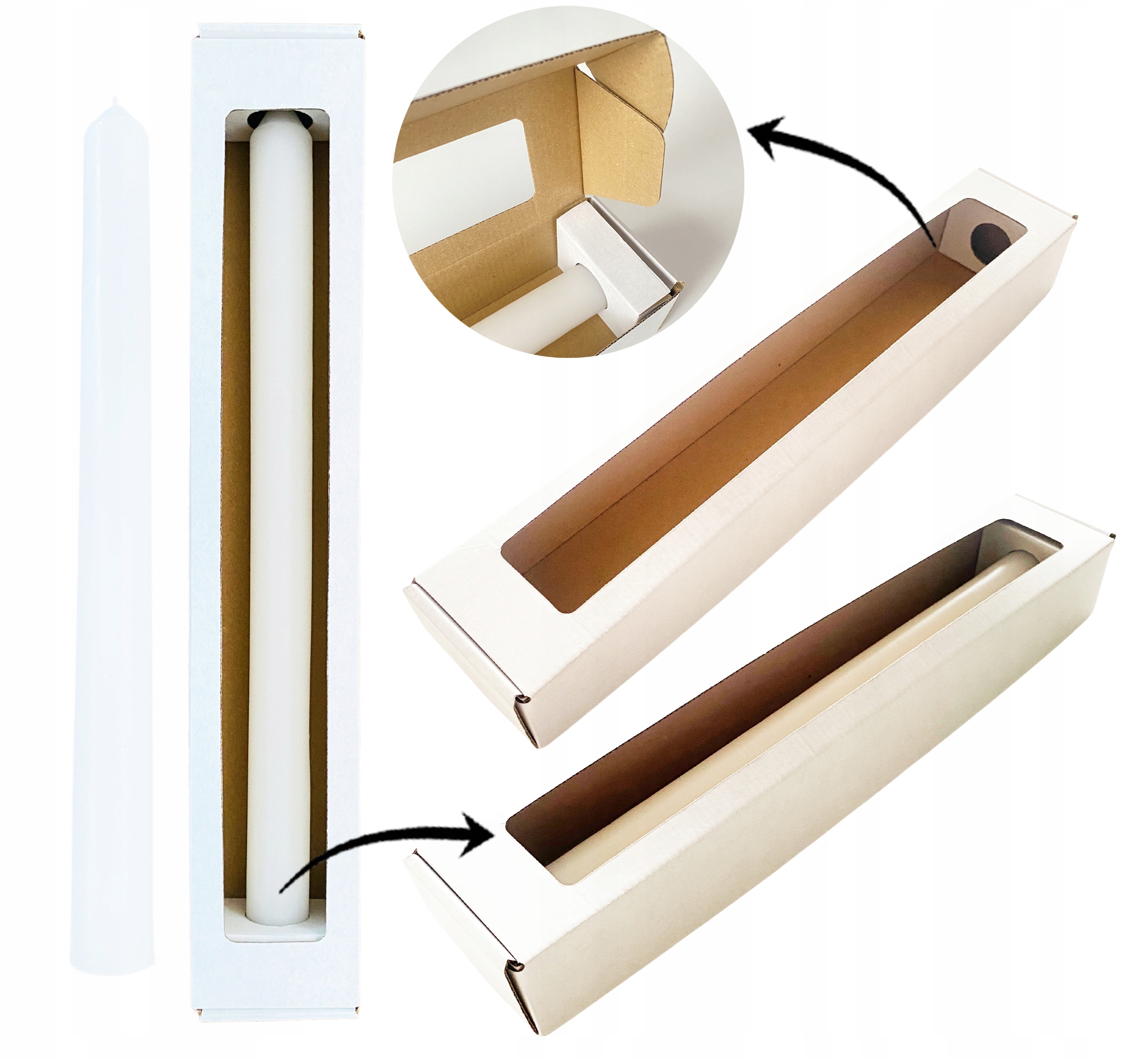 Świeca biała do CHRZTU z PUDEŁKIEM tekturowym gromnica czysta 40cm fi3cm