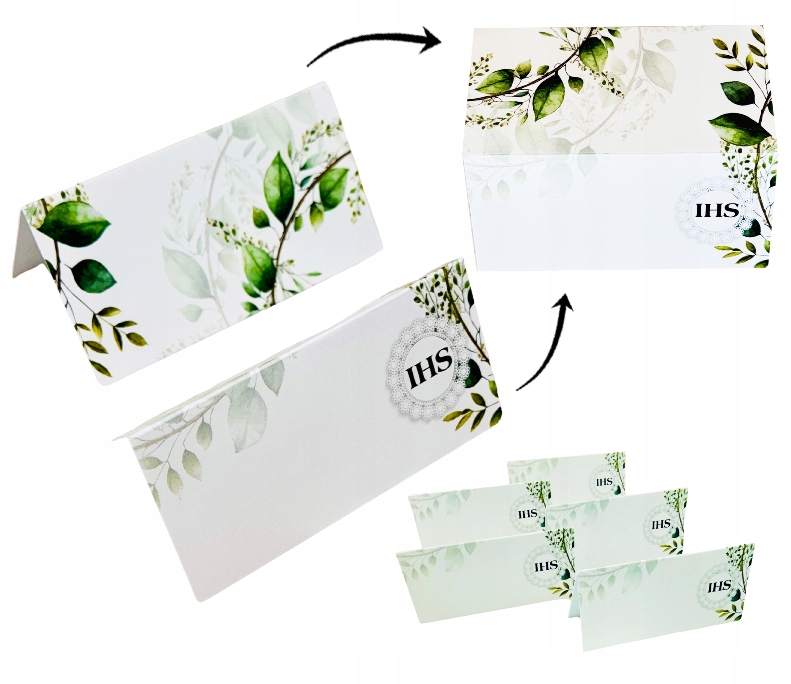 WINIETKI wizytówki bileciki na stół Pierwsza KOMUNIA Święta liście 10szt