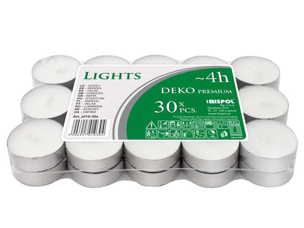 Podgrzewacze świeczki tea lighty BIAŁE 30szt