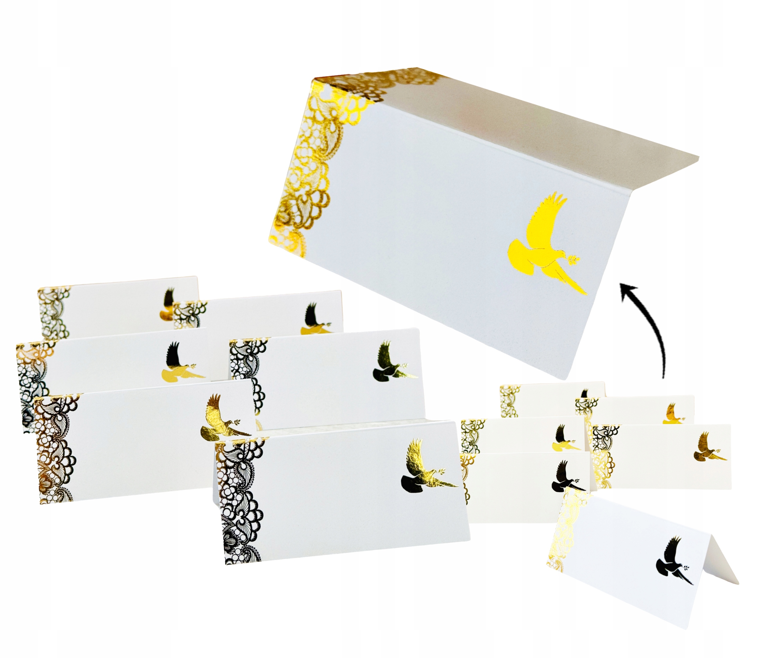 WINIETKI wizytówki bileciki na stół Pierwsza KOMUNIA Święta gołębica 10 szt