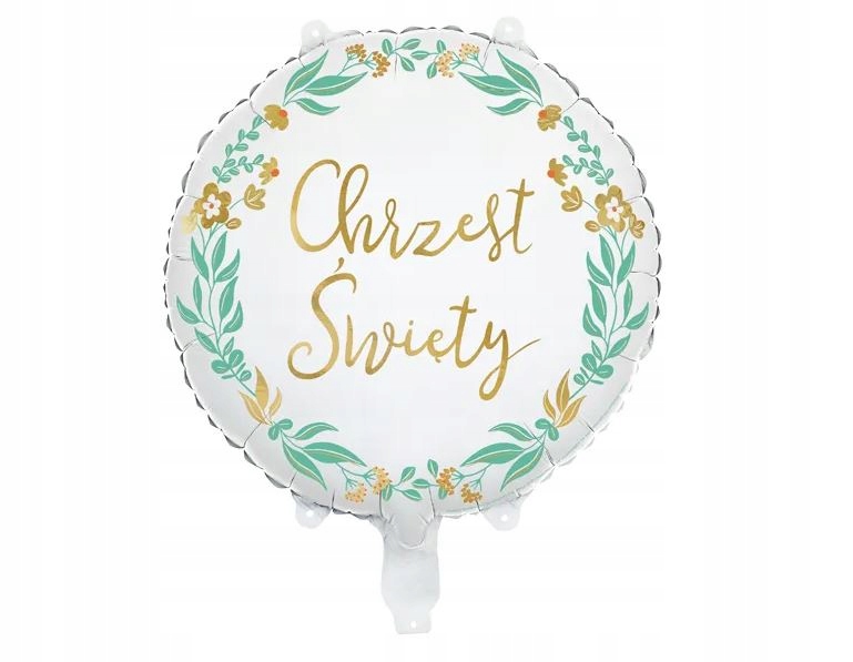 Balon foliowy foliowe OKRĄGŁY CHRZEST ŚWIĘTY, hel, powietrze 45 cm