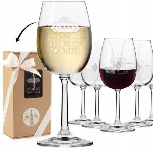 KIELISZKI REKLAMOWE do wina GRAWER z TWOIM LOGO UPOMINEK GADŻET FIRMOWY