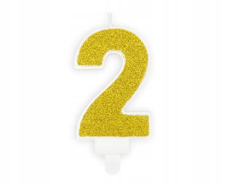 Świeczka urodzinowa świeczki cyferki numerki 2 złota ZŁOTO