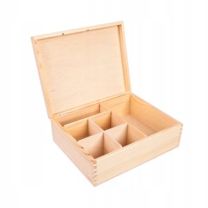 Skrzynka PUDEŁKO różne przegrody ORGANIZER drewno