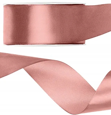 Taśma satynowa, tasiemki 25 m x 3,8 cm różowy brudny róż