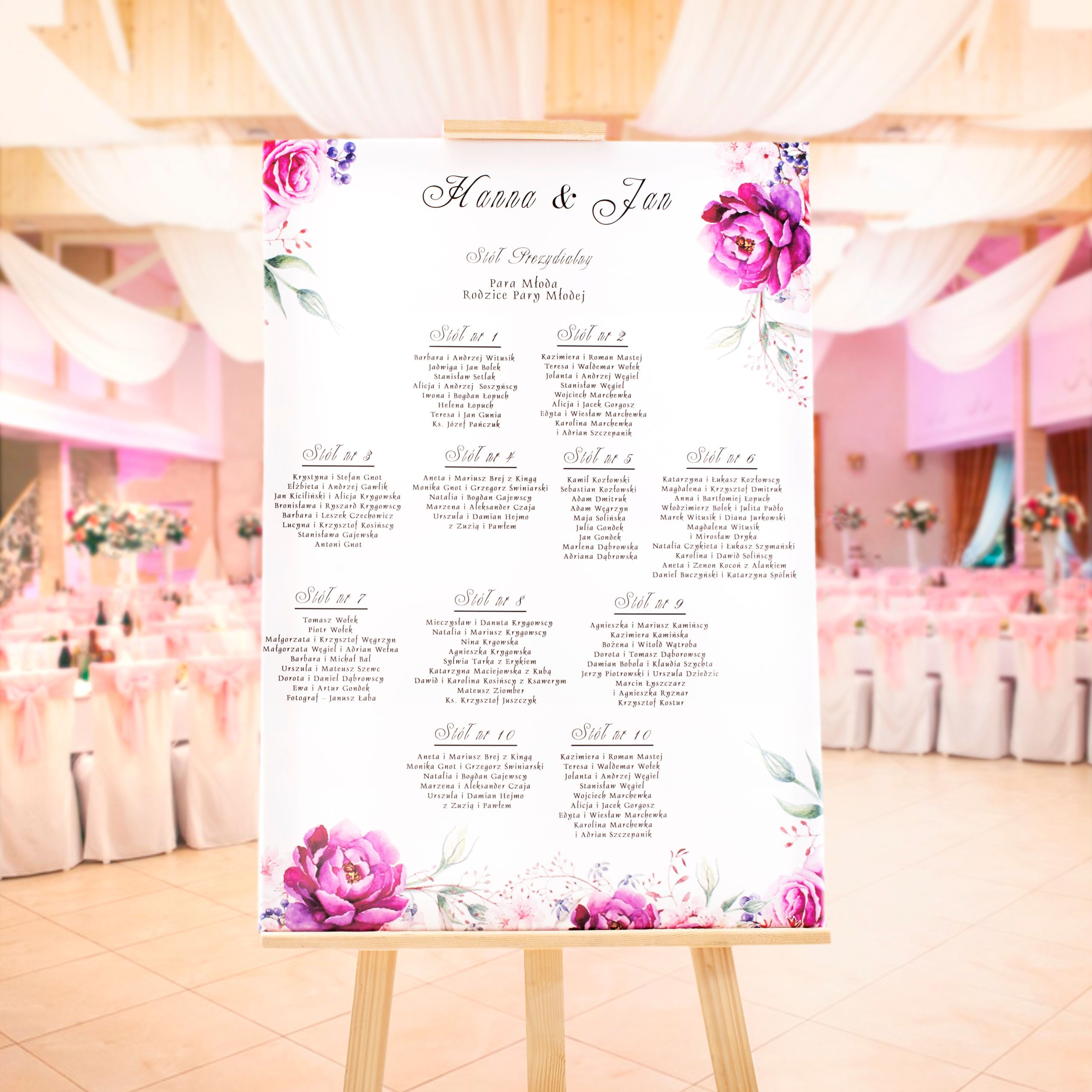 Duży Plan stołów rozmieszczenie gości 50 x 70 cm - 50 projektów do wyboru