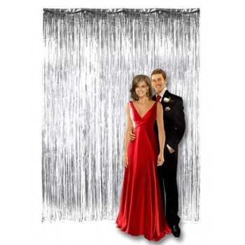 Kurtyna metalizowana SREBRNA do dekoracji studniówka