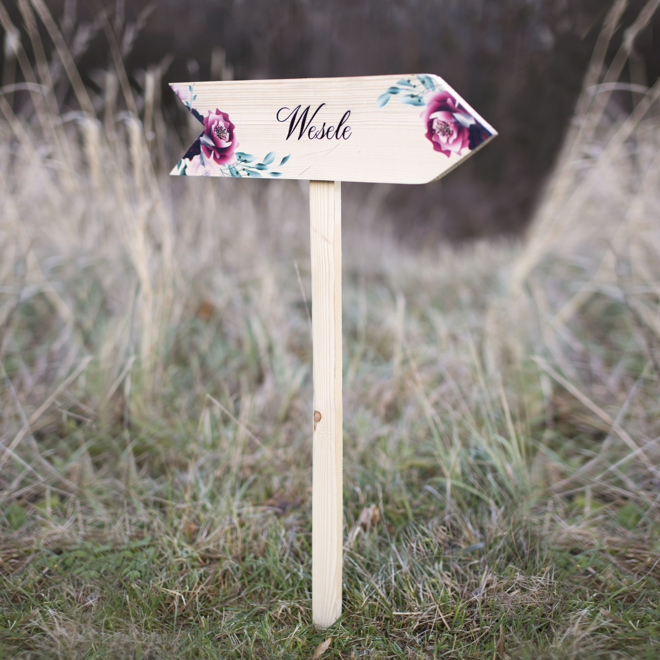 Duży drogowskaz ślubny z kolorowym nadrukiem UV