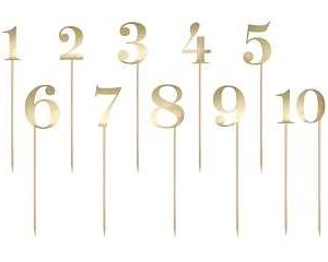 Numerki cyferki cyfry liczby na stół stoły ZŁOTE