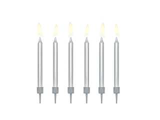 Świeczki urodzinowe na tort świece na tort SREBRNY