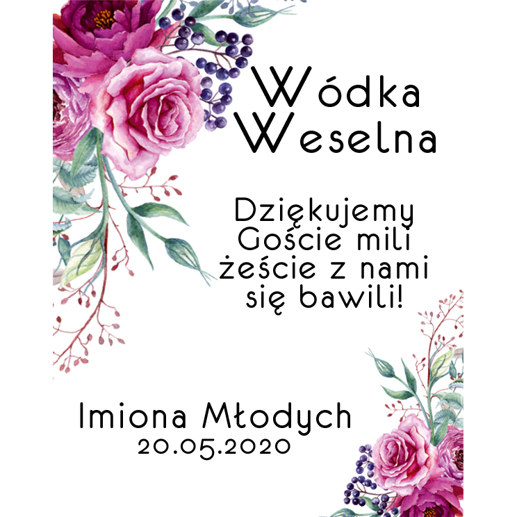 Etykiety naklejki na wódkę wesele ślub Z IMIONAMI