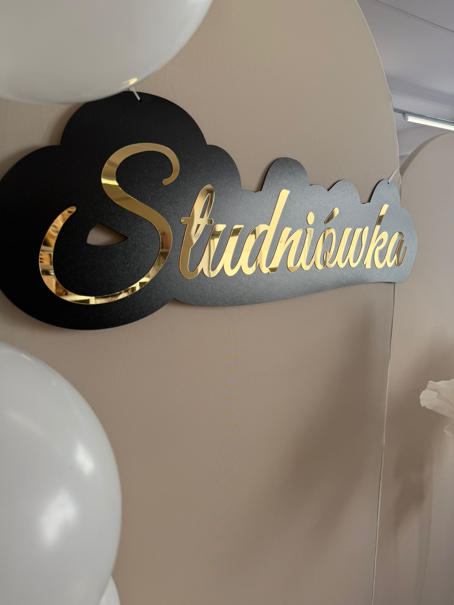 Duży napis na ściankę na studniówkę STUDNIÓWKA złoty srebrny plexa plexi