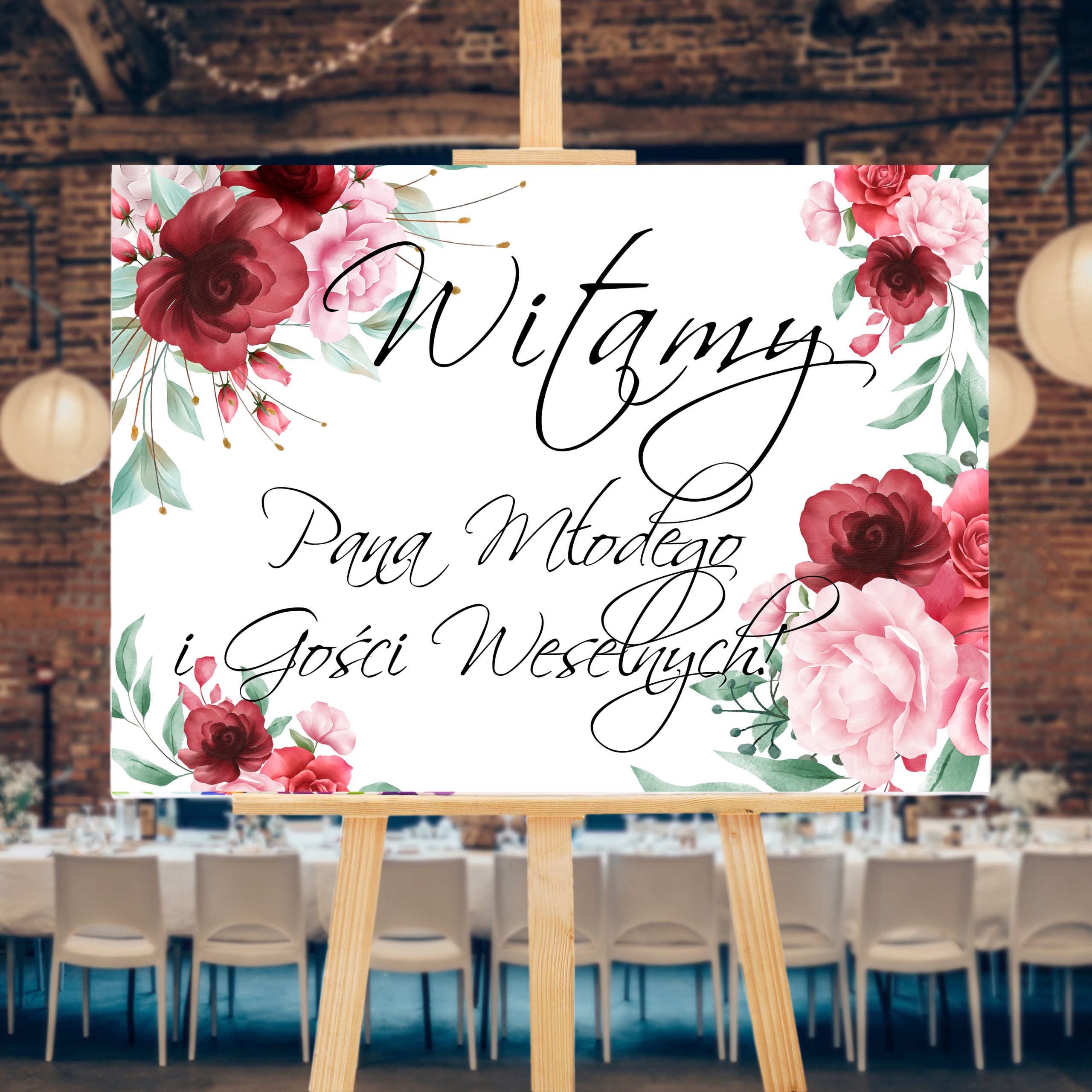 Plakat personalizowany WITAMY Pana Młodego i Gości Weselnych 50x70 cm